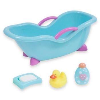 JC Toys/Berenguer - For Keeps! Blue with Pink Baby Doll Bath Gift Set - Fits Small Dolls up to 11” dolls